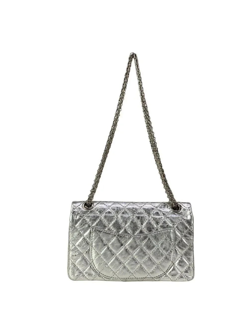 Chanel Shoulder Bag 2.55 Quilted Silver Mademoiselle Chain Lambskin
